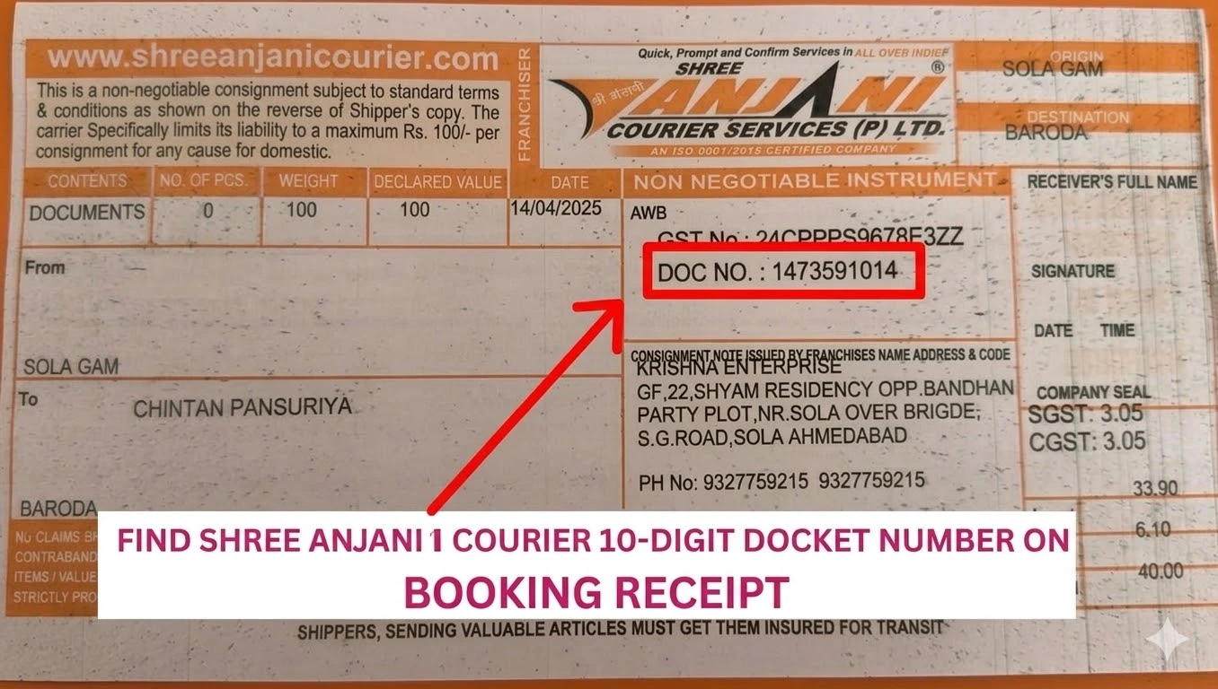 Anjani Courier Docket Slip Example